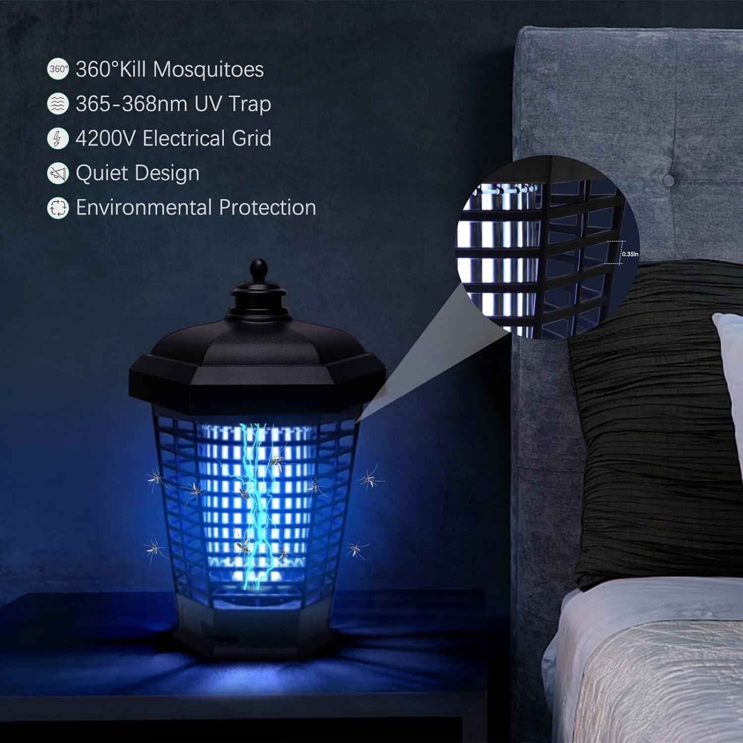 Bug Zapper Indoor Outdoor Electric Insect Fly Mosquito Zapper-18w UV Lights
