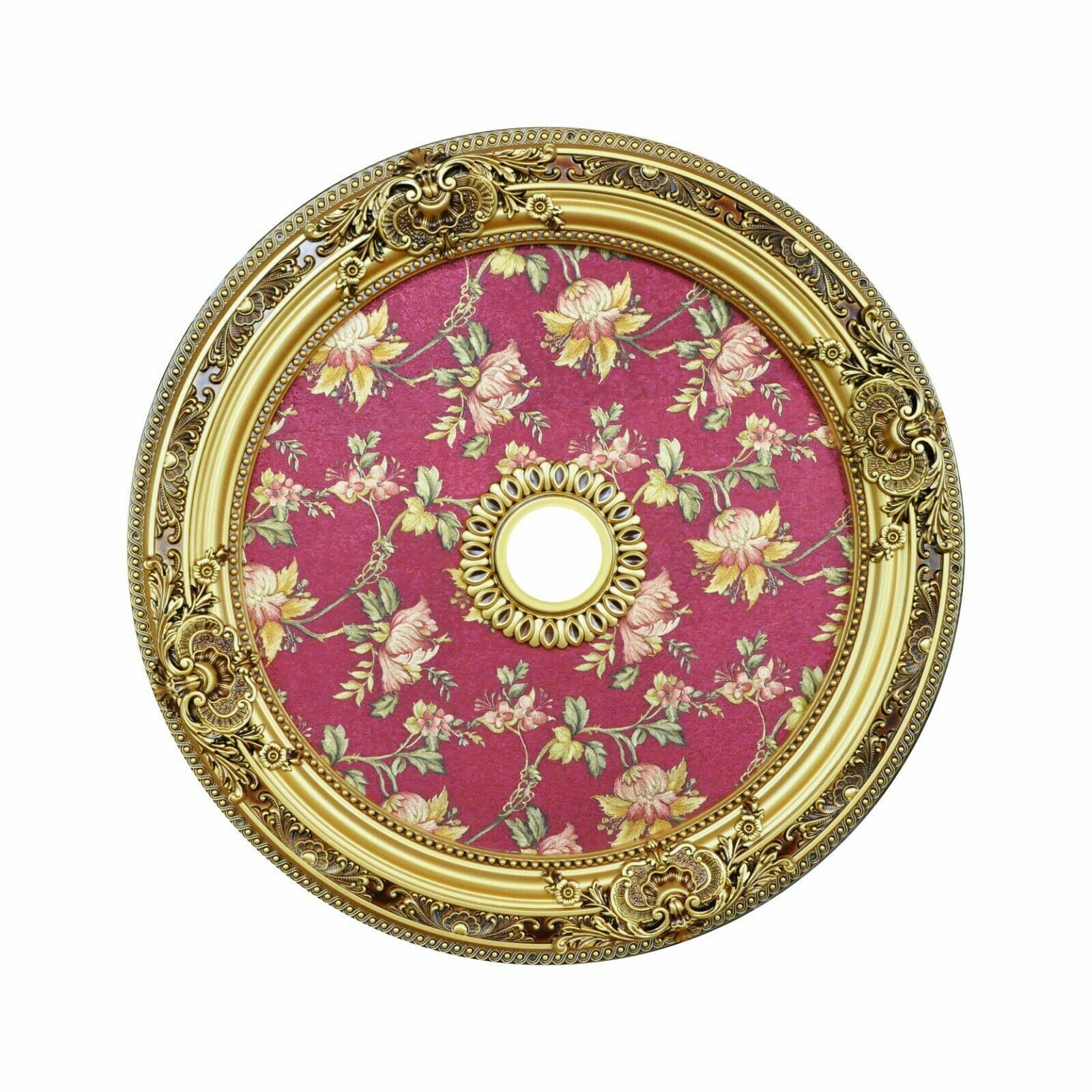 36″ ROUND CHANDELIER CEILING MEDALLION RED WILD FLORAL FOYER DINING ROOM BEDROOM