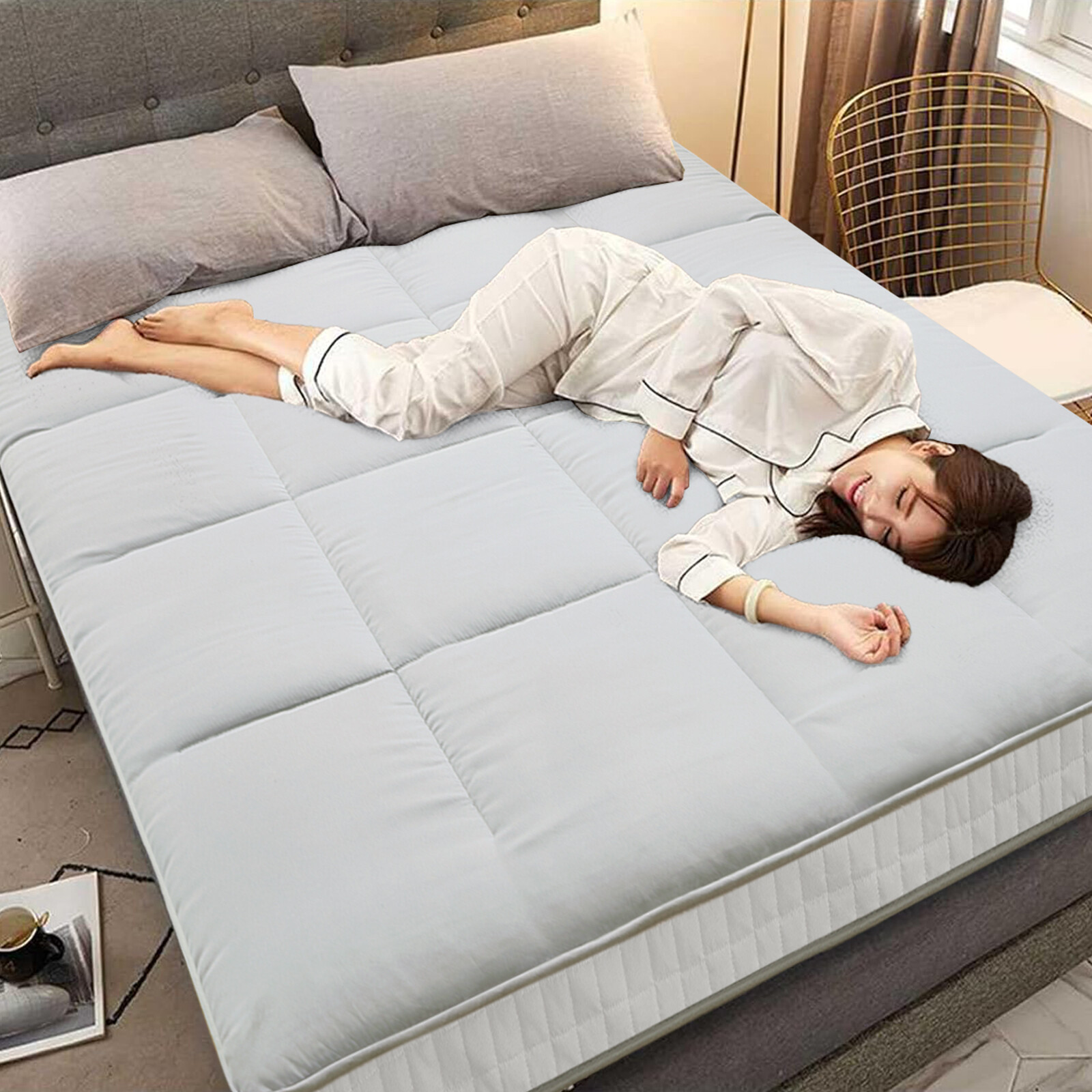 Extra Thick Japanese Sleeping Floor Mattress Foldable Roll Up Futon Tatami Mat