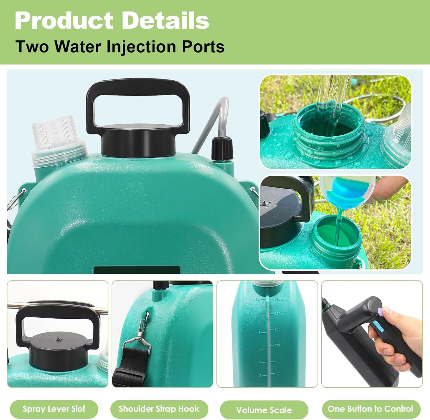 Battery Powered Sprayer 2 Gallon Powerful Electric Sprayer with 3 Mist Nozzles