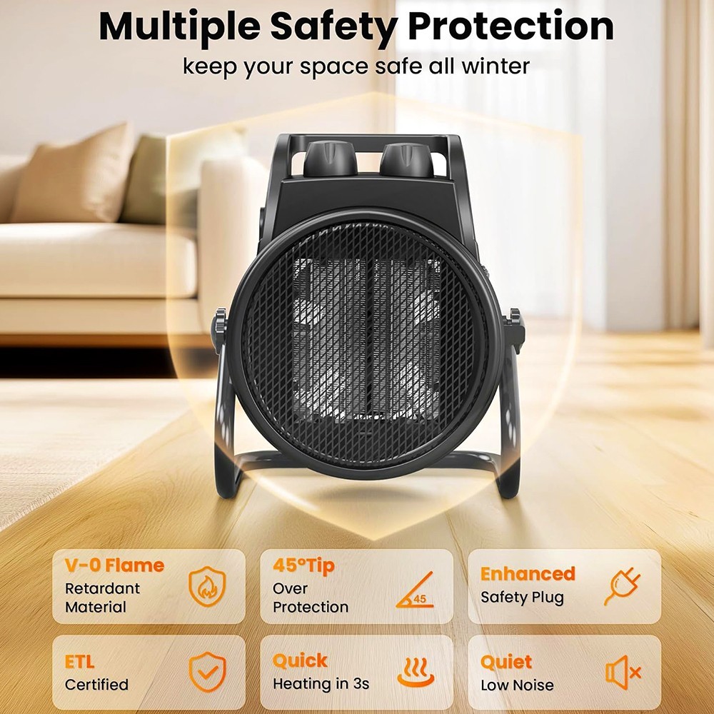 ELECTRIC FORCED AIR HEATER WHOLE ROOM SPACE HEATER PORTABLE FAST HEAT ETL LISTED