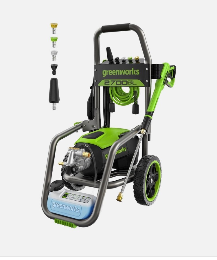 Greenworks 2700 PSI 2.3 GPM Max Brushless Electric Pressure Washer 15°, 25°, …