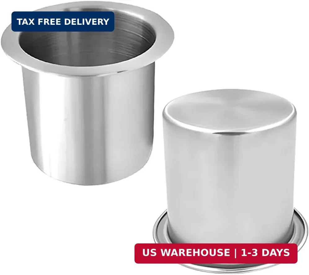 2PCS Stainless Steel Cup Holder Drop In Car Insert 3.43″ Universal
