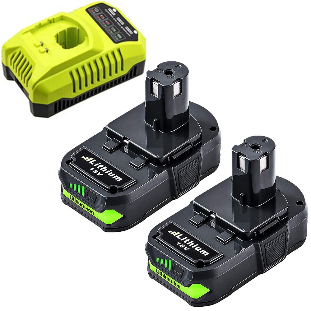 2Pack 18Volt P102 Replace for Ryobi 18V Batteries and Charger Combo for 18 Volt