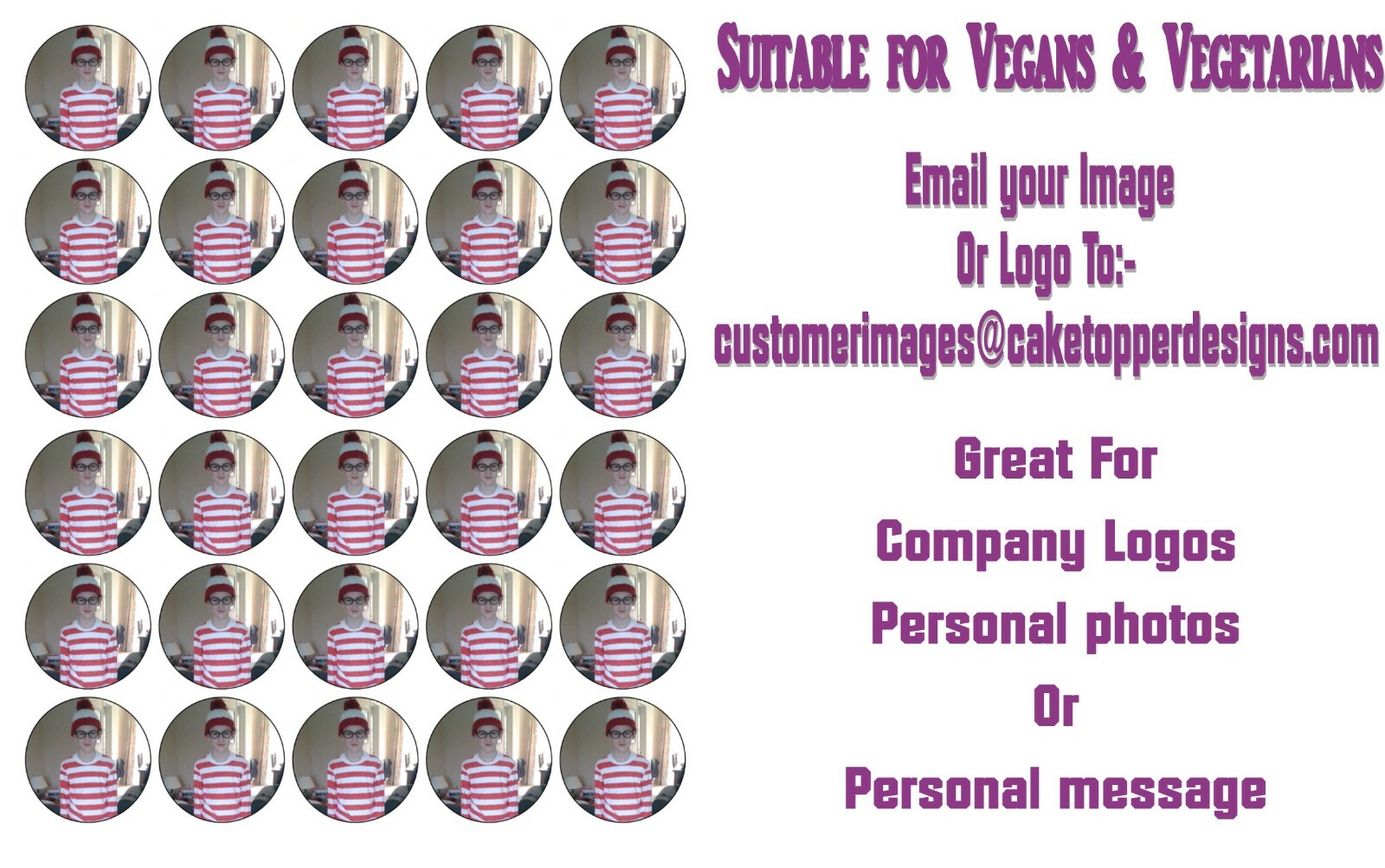 30 Edible Personalised Photo | Logo Cupcake Birthday Cupcake toppers |Fairy Cake