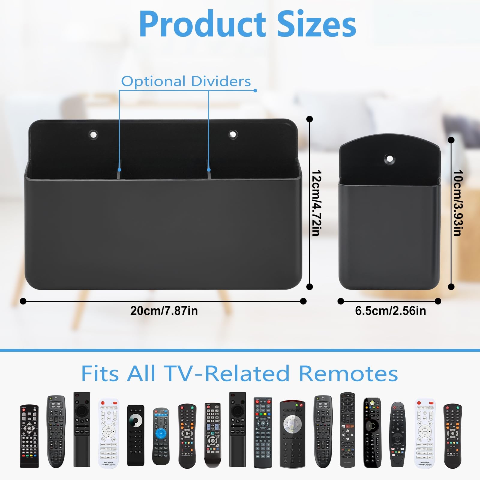 3 Pack Remote Control Holder Wall Mount, 2Pcs Small Remote Holder and 3 Slot