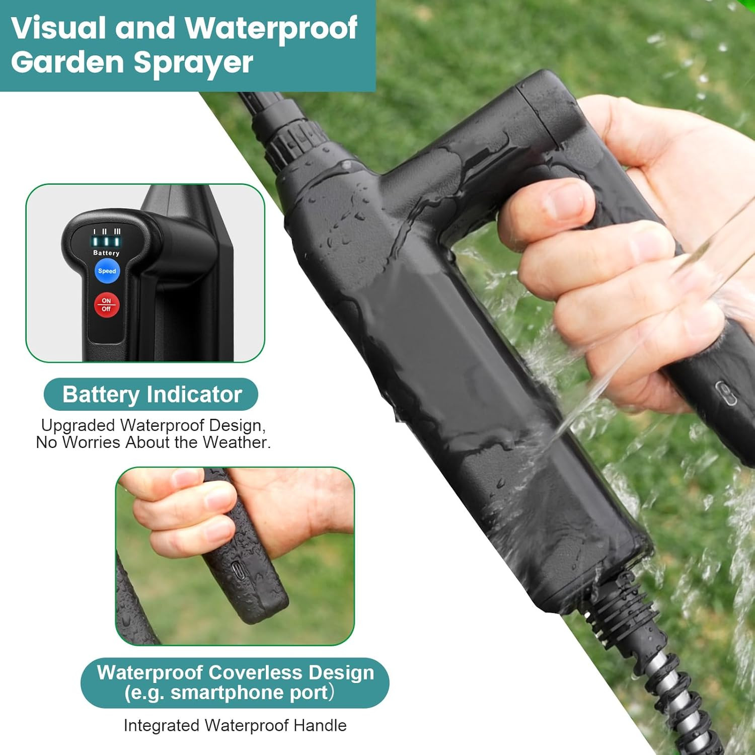 Battery Powered Sprayer 1.35 Gallon, 2026 Electric Garden Sprayer with 3 Adjusta