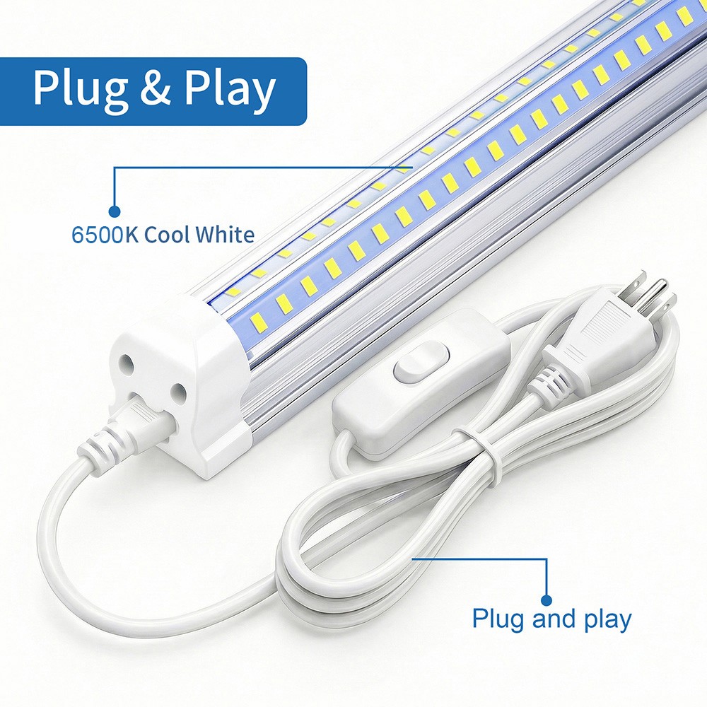 T8 2ft 3ft 4ft 5ft 6ft 8ft LED Shop Light Fixture 6500K Garage Tube Light Bulbs