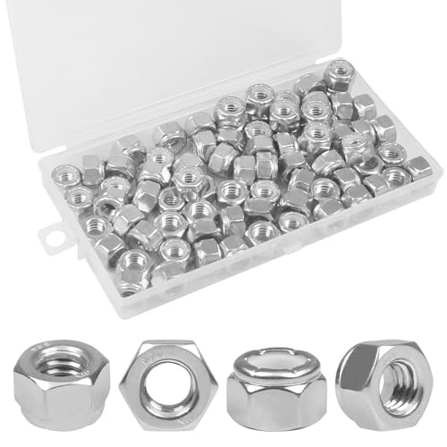 70PCS 5/16″-18 Nylon Insert Hex Lock Nuts,304 Stainless Steel 5/16″-18;70 PCS