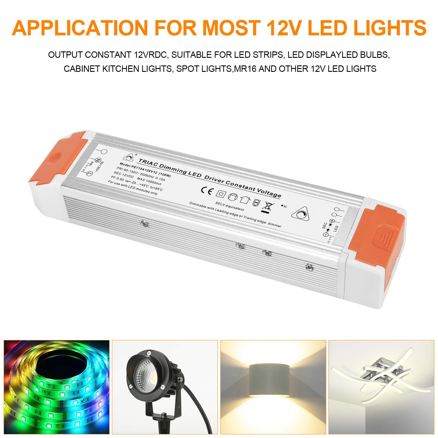 120W 10A Dimmable LED Power Supply 110V to 12V Transformer Driver 120W-DIM-12V