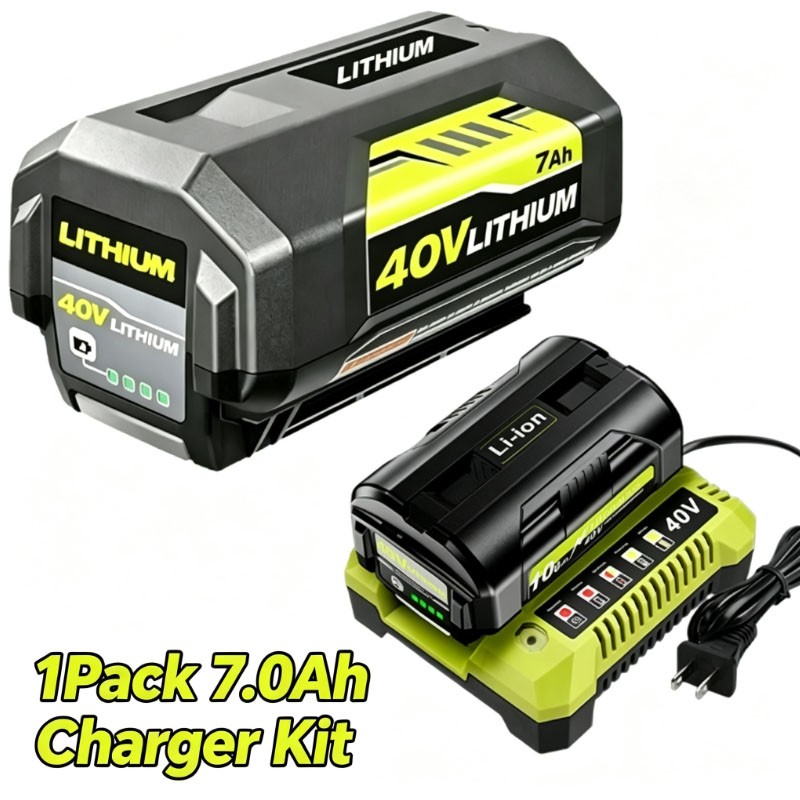 1X Battery & Charger For Ryobi 40V With LED Lithium-Ion 40-Volt OP406VNM OP40602