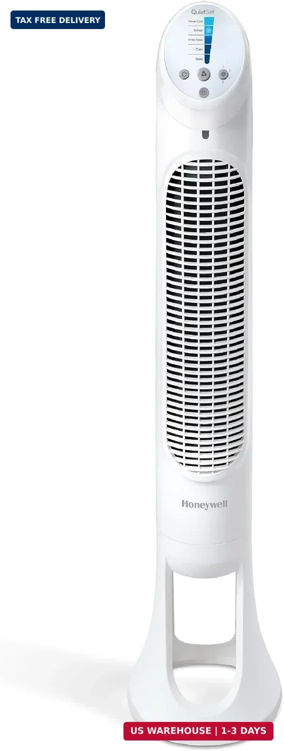 Honeywell QuietSet Whole Room Oscillating Tower Fan with Remote, White, HYF260