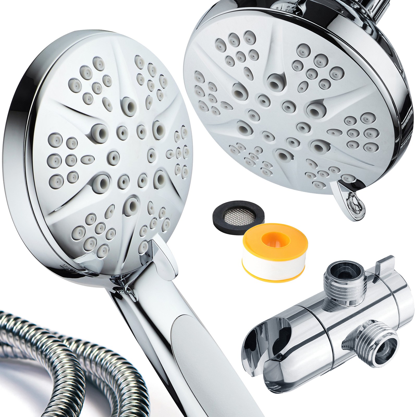 NOTILUS High-Pressure 48-Setting 3-Way Twin 4.3 Inch Shower Head Combo
