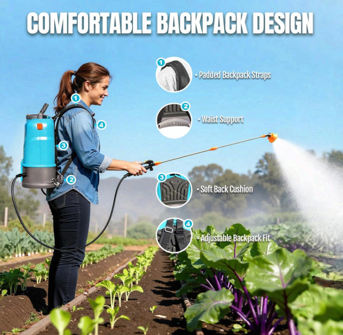 4.2 Gal Battery Backpack Sprayer, 120 PSI, Fits DeWalt 20V Battery