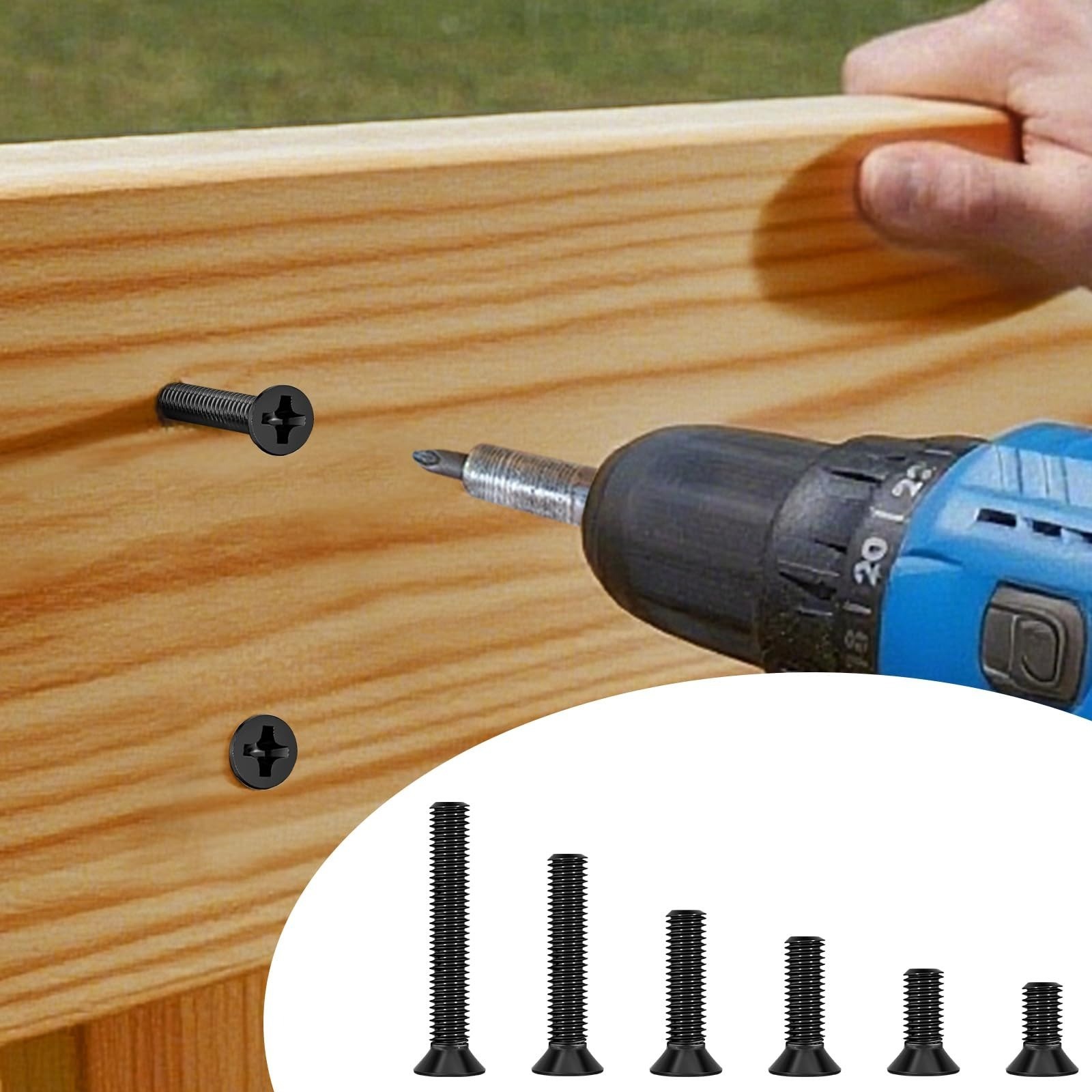 380 Pcs M3 Black Flat Head Machine Screws & Hex Nuts Kit Carbon Steel