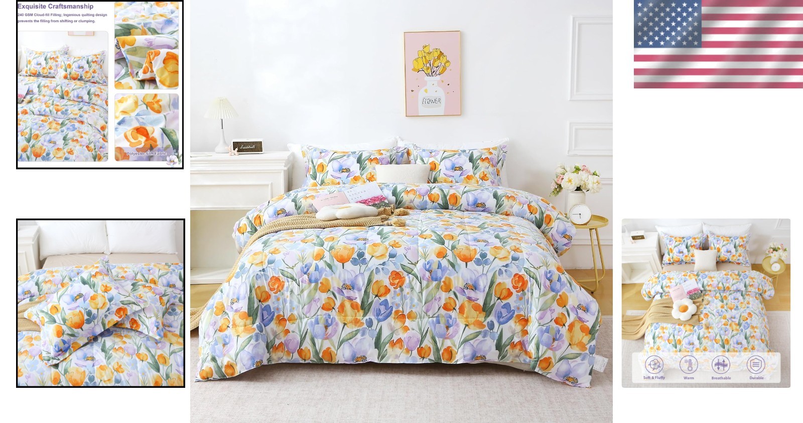 All Seasons Floral Full Size Comforter Set – Cozy Vintage 3-Piece Bedding Set