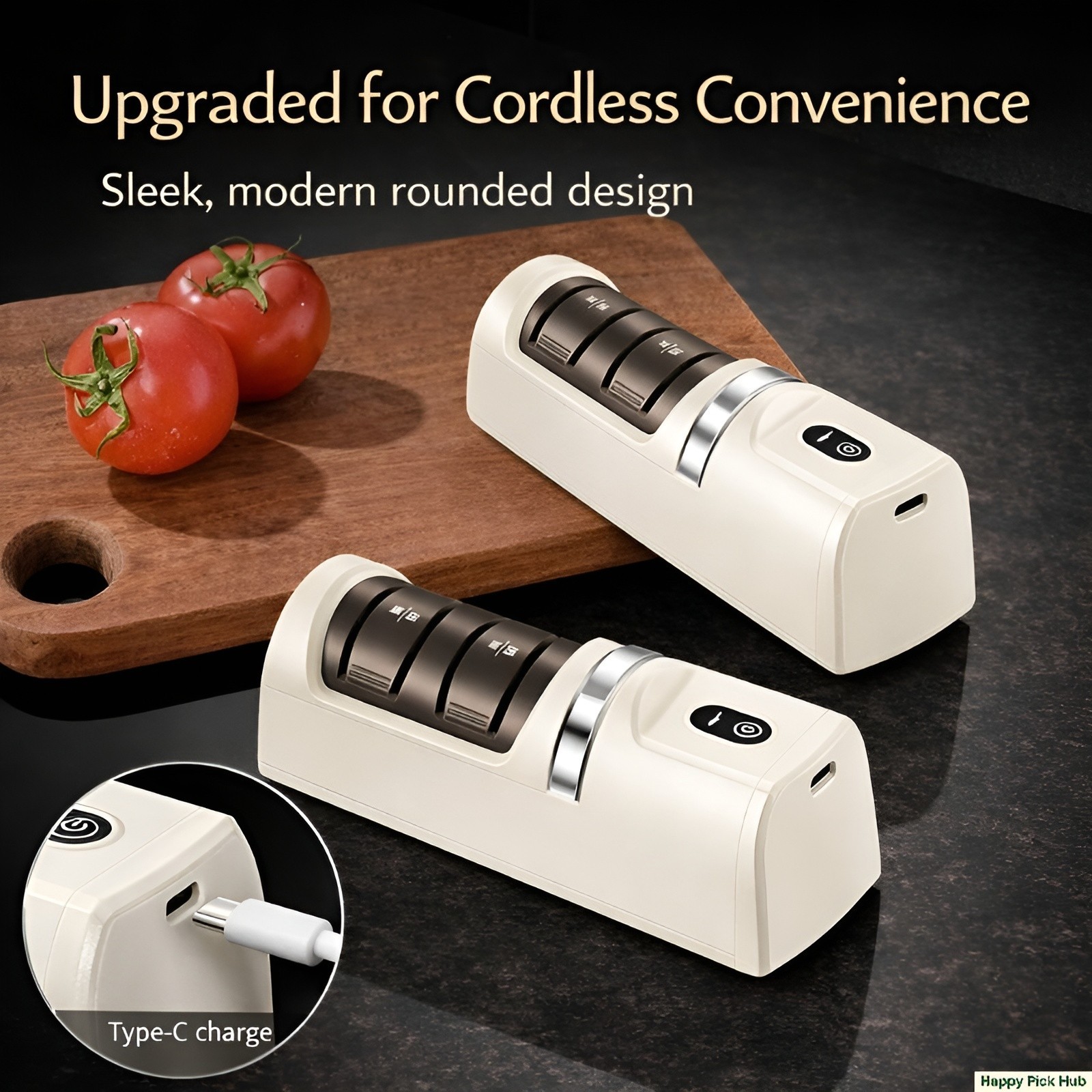 Cordless Electric Knife Sharpener 3 Stage Diamond Grinder USB Rechargeable