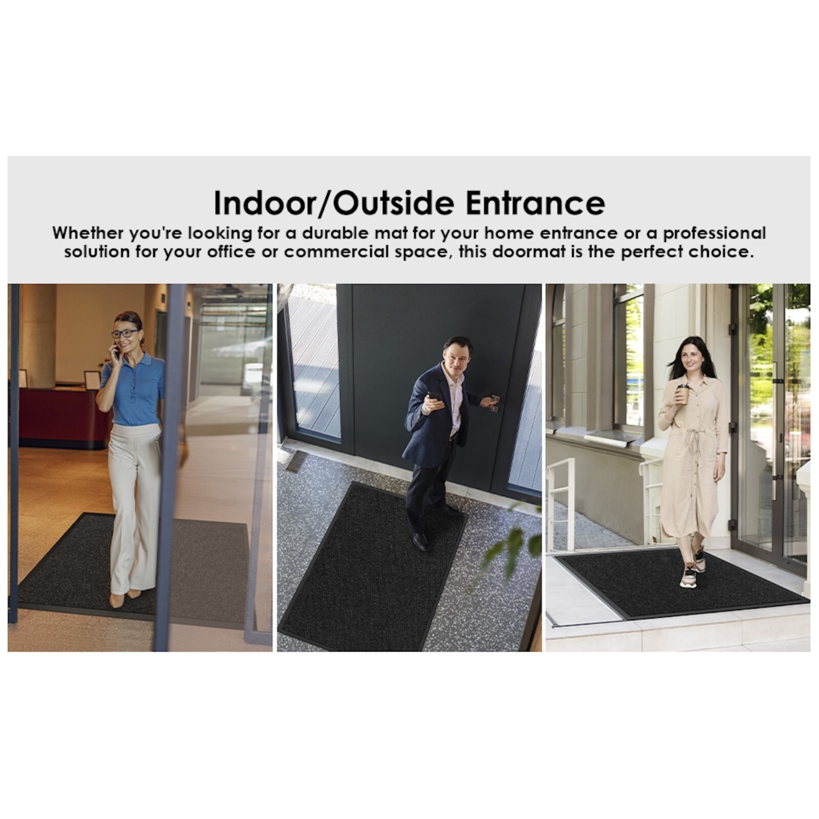 Commercial Entrance Mat Indoor Outdoor Heavy Duty Industrial Floor Mats Black