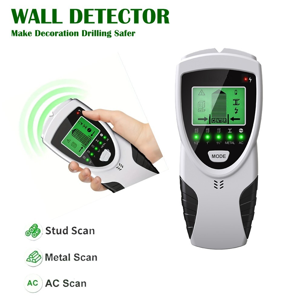 5 in 1 Digital Stud Finder Wood Metal Pipe Wire Wall Scanner Sensor LCD Detector