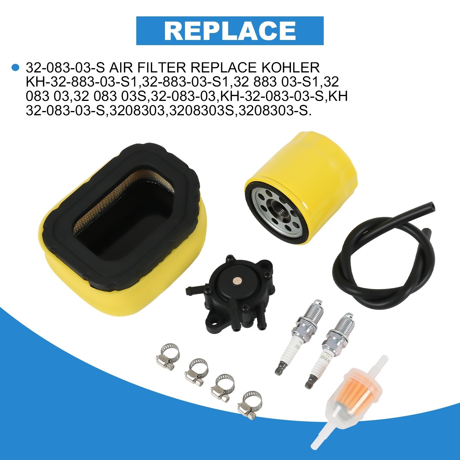Air Filter Tune Up Kit Set for Kohler Courage SV710-SV740 20-27HP Twin Cylinder