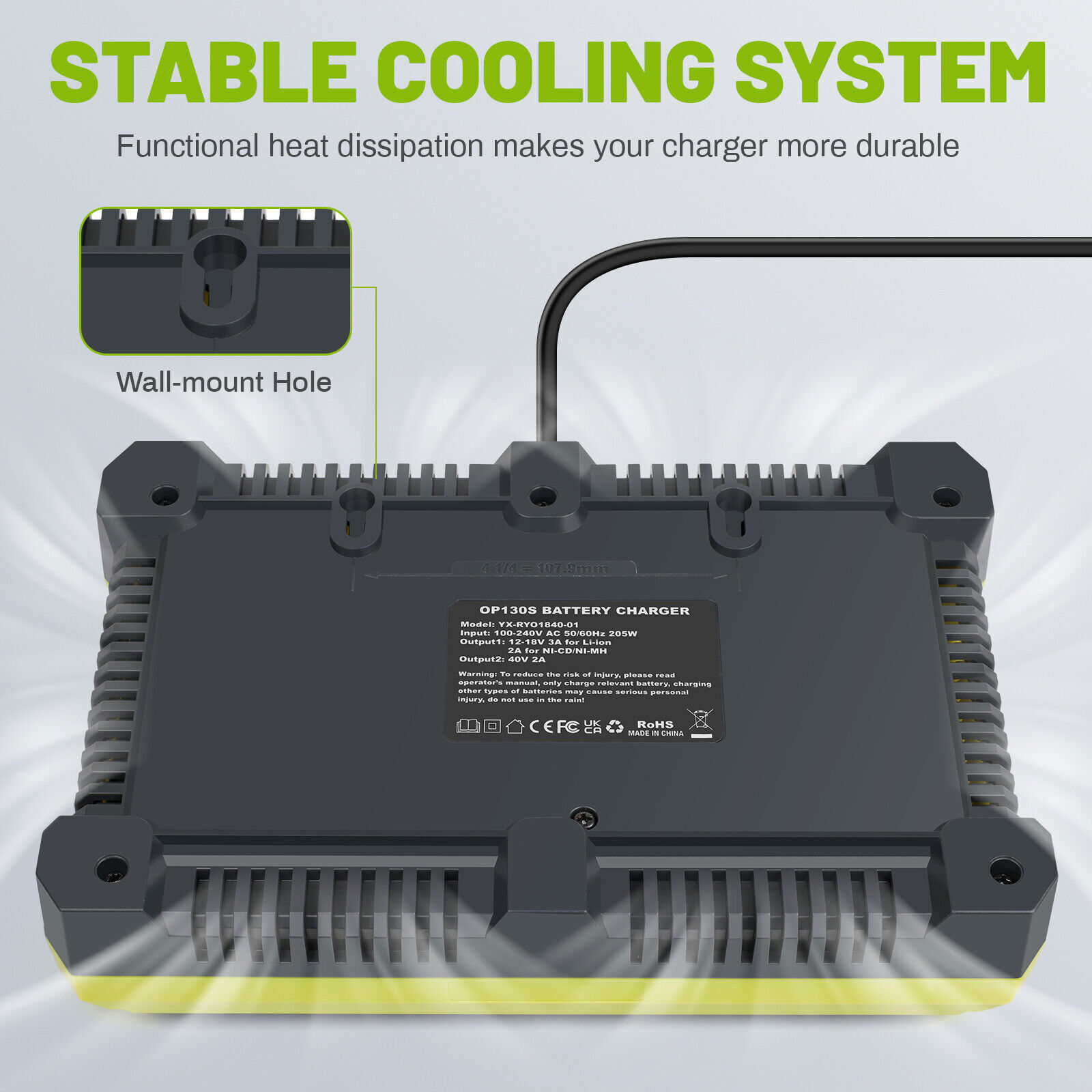 Battery Charger for Ryobi 18V 40V Lithium-Ion Ni-Cd One+ Plus P117 P119 OP4060