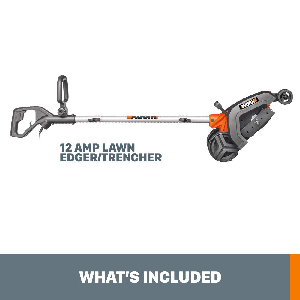 WORX 12 Amp 7.5’’ Electric Lawn Edger & Trencher, 7.5in, Black and Orange