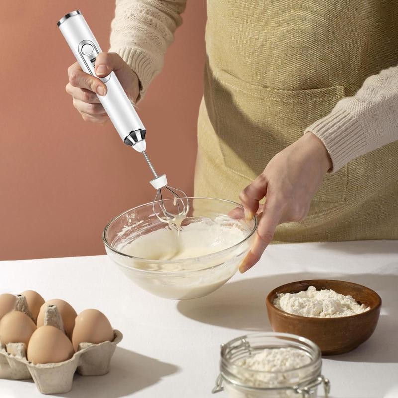 Milk Frother Wand for Coffee, Rechargeable Electric Whisk with 3 Heads