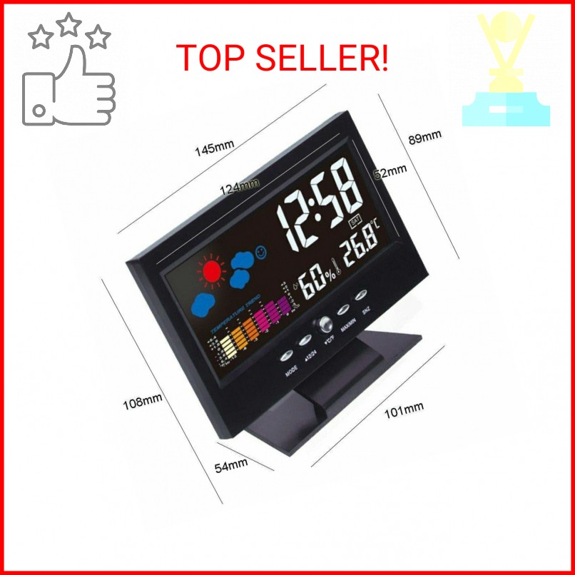 THE PERFECT PART Auto Set Digital Alarm Clock | Color Display LCD Screen with Sn