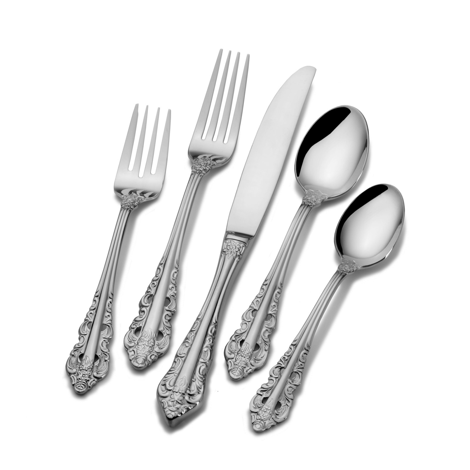 Wallace Antique Baroque 18/10 Stainless Steel 65pc. Flatware Set