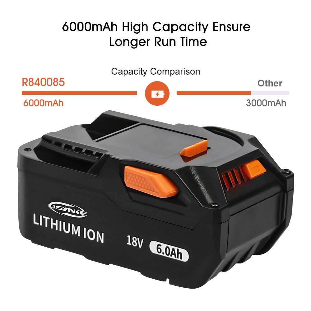 6.0Ah For Ridgid 18V Li-Ion Battery Pack R840083 R840084 R840085 R840086 R840087