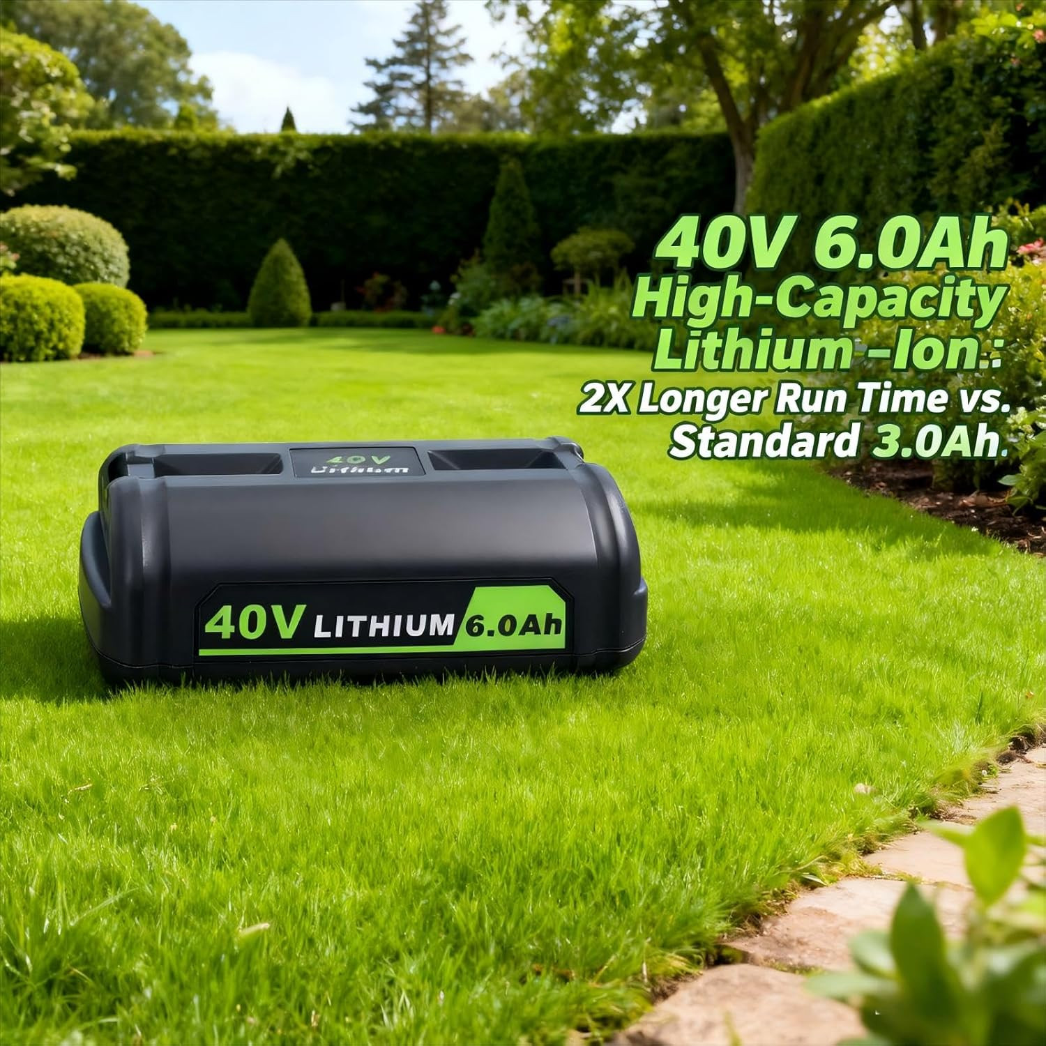 6.0Ah Battery 40 Volt for Ryobi 40V Lithium OP40602 Battery with LED / Charger