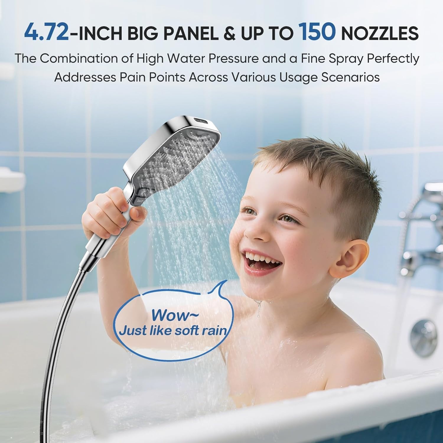 High Pressure Shower Head with Handheld,8 Modes,Heat-Resistant ABS Plastic Mater