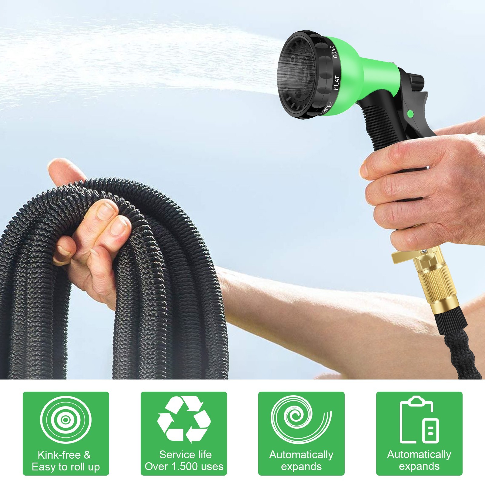 Heavy Duty 25-100FT Expandable Garden Hose Pipe Flexible With Water Spray Gun