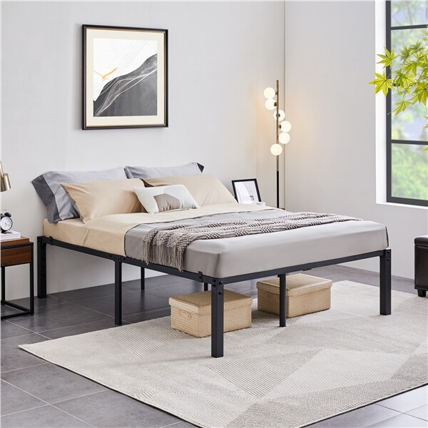 Metal Platform Bed Frame Non-Slip Design/No Box Spring Needed 14/16/18 Inch