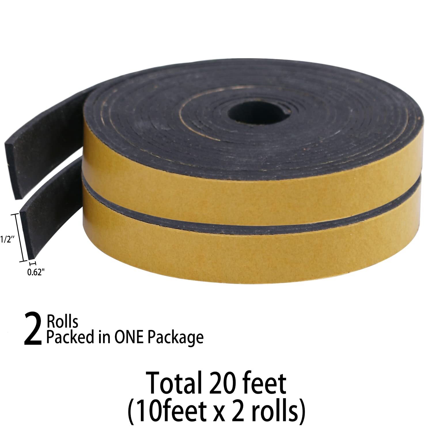 Adhesive Solid Neoprene Rubber Strips 1/16 .062 Inch Thick X 1/2 Inch Wide X 1