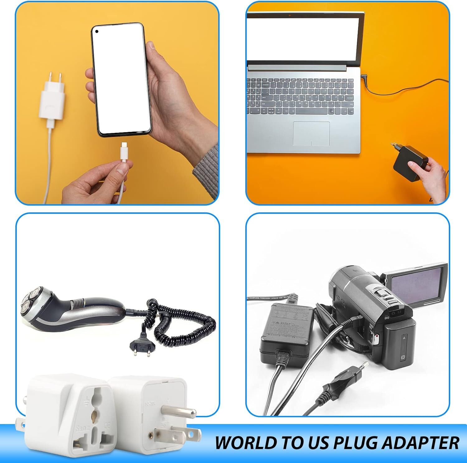 1-1000Pcs European EU To US American Adapter Plug Converter Euro Asia to USA Lot