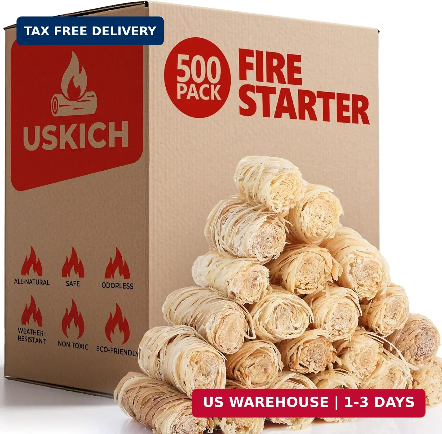 500Pcs Fire Starter,Fire Starters for Campfires,Fireplace, Pellet Stove & Wood,