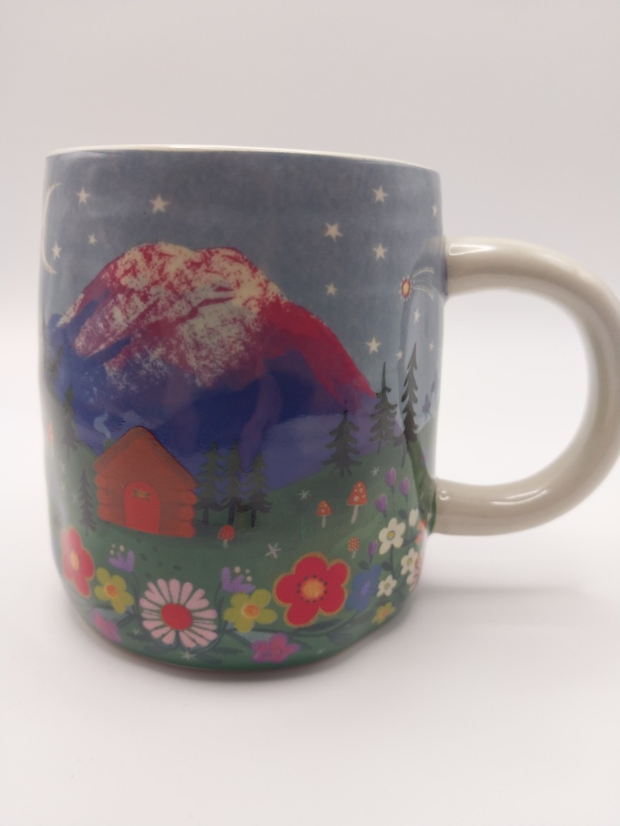 Natural Life Cozy Mountain Floral Ceramic Mug Multicolor Decorative Kitchen Gift