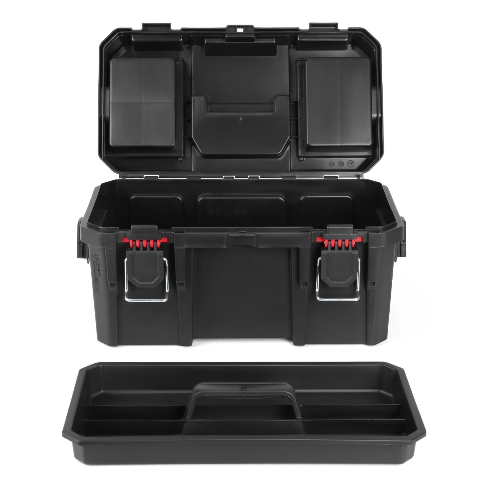 Hyper Tough 16-Inch Toolbox – Heavy-Duty Resin Storage with Padlock Security