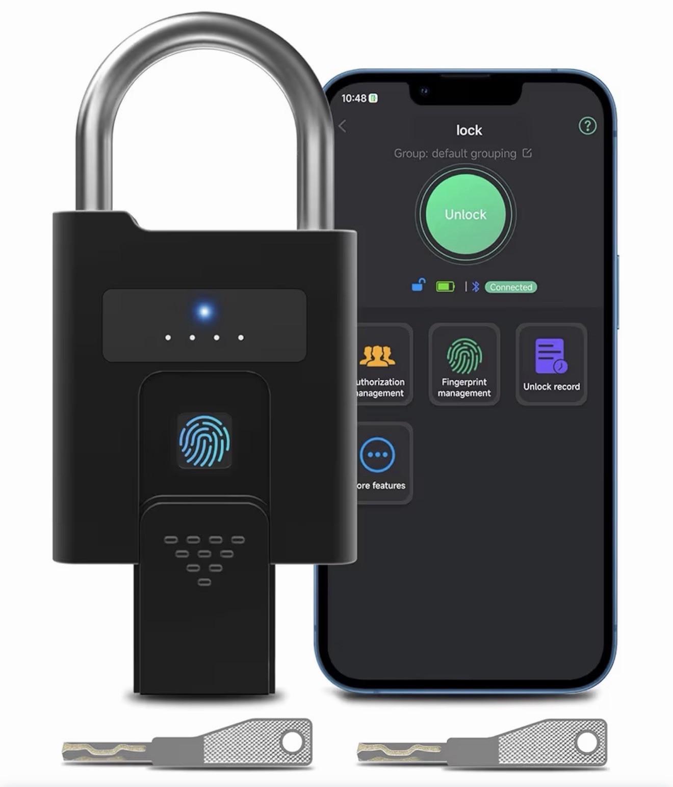 Rechargeable Smart Fingerprint Door Lock Keyless Padlock Anti-theft Security