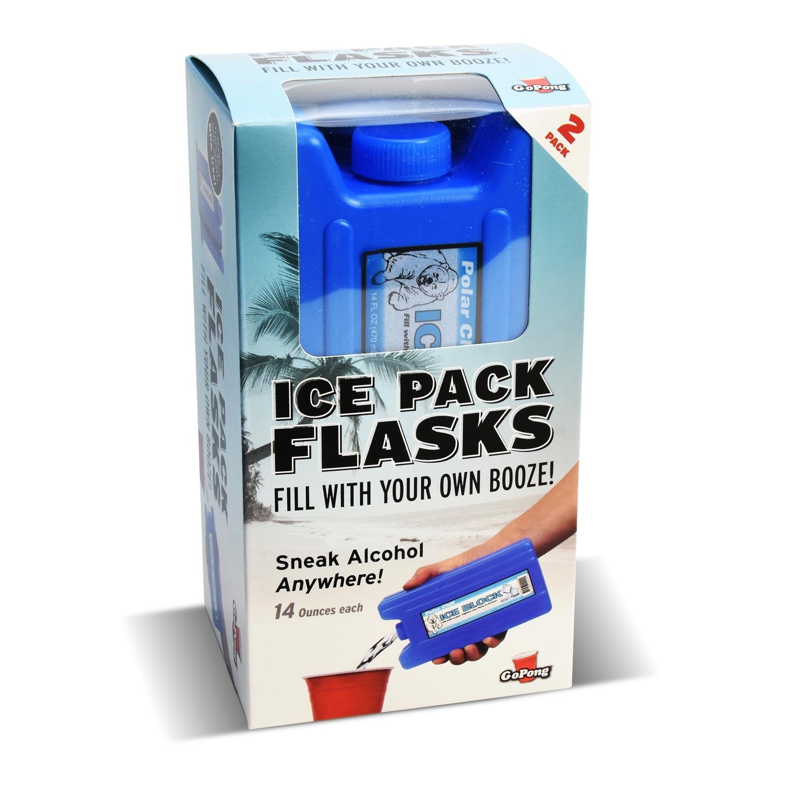 GoPong Ice Pack Flask (2 Pack) – Sneak Alcohol Anywhere!!