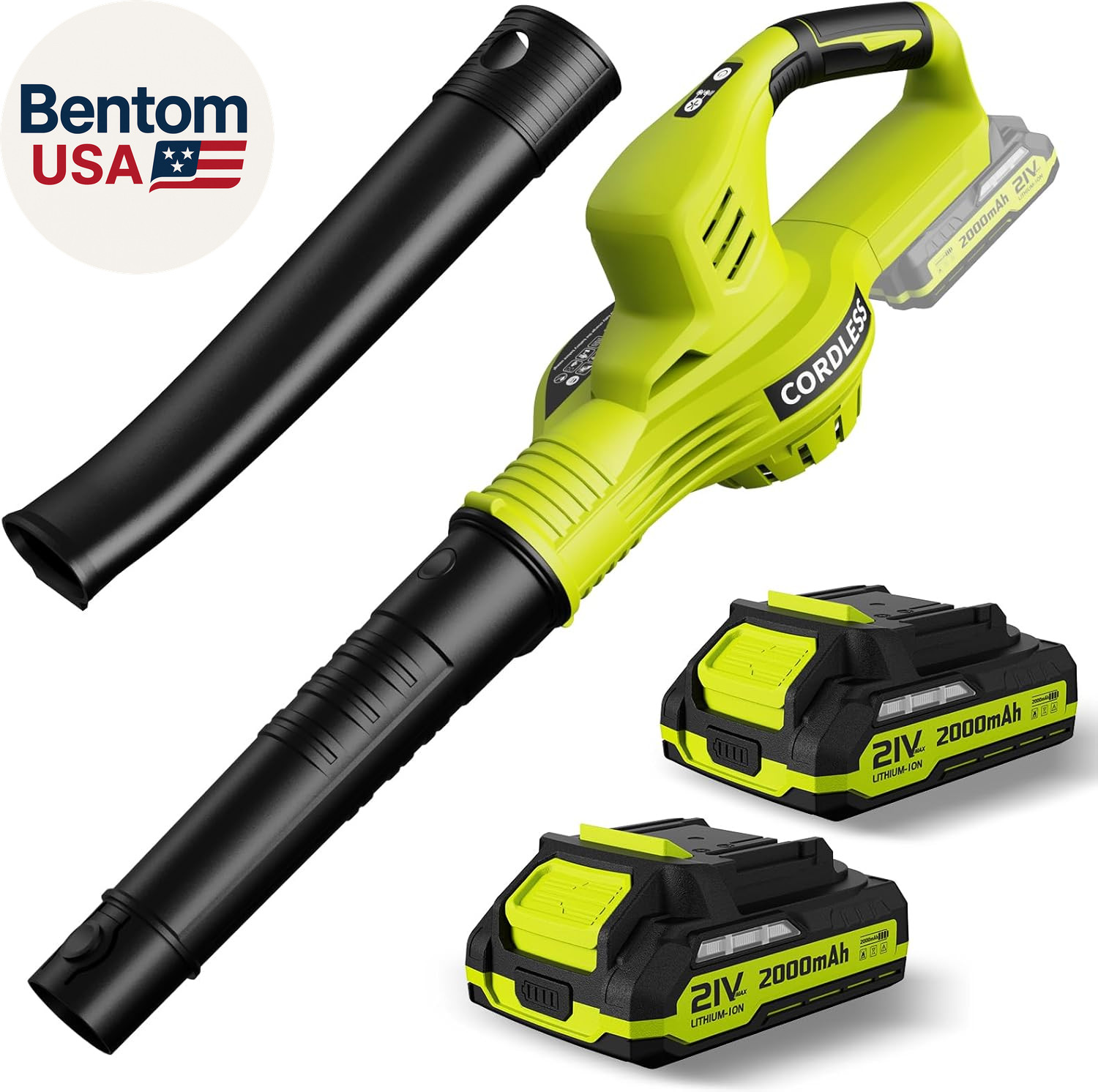 Leaf Blower Cordless – 21V Powerful Electric Leaf Blower with 2 Batteries and Ch