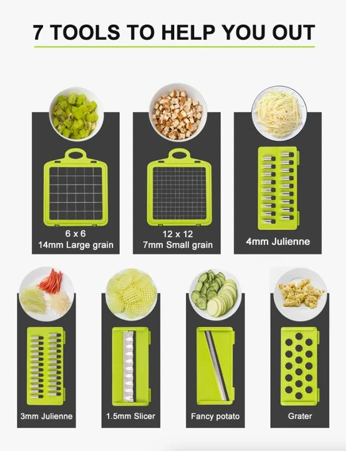 16-In-1 Vegetable Fruit Chopper Cutter Food Onion Veggie Dicer Slicer Kitchen