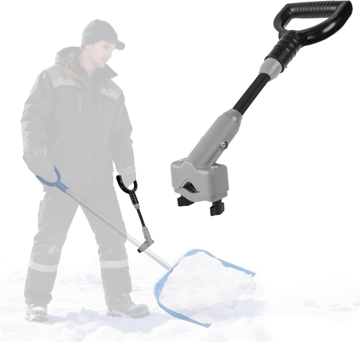 Universal Snow Shovel Handle, Back Saver Handle Attachment for Snow Shovel Gray