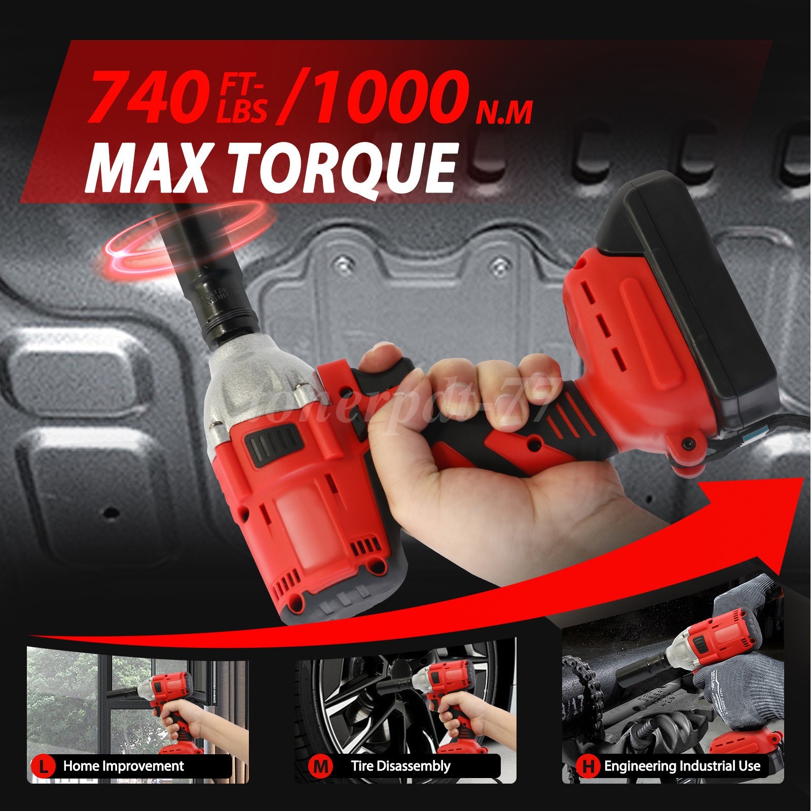 20V Cordless Harmmer Drill 1/2″in Brushless Electric Impact Wrench With Battery