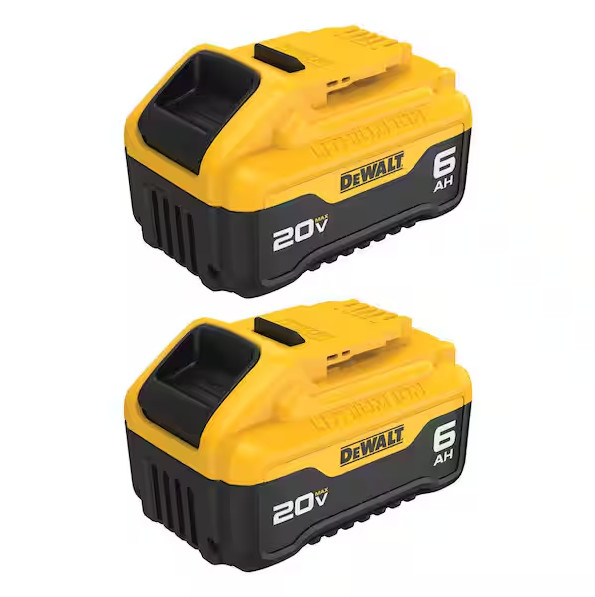 DEWALT 20V MAX XR Battery 6 Ah Lithium Ion, 2-Pack, Premium High Capacity