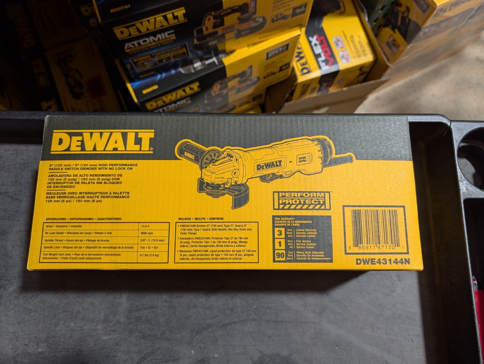 DEWALT DWE43144N Angle Grinder Tool, 6″ Paddle Switch w/ No Lock-On, 13-Amp NEW