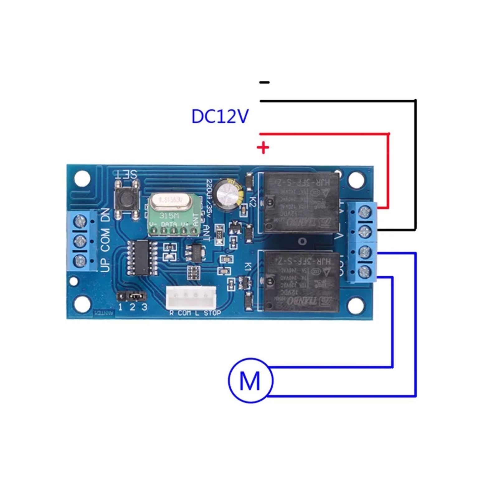Remote Control Motor Wireless Remote Switch 12V Universal 2 Channel RF433MHz