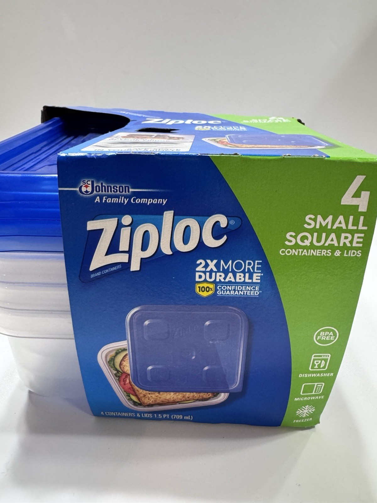 9 SETS Ziploc One Press Seal Large Rectangle/ Med Square/ Sm Square Containers