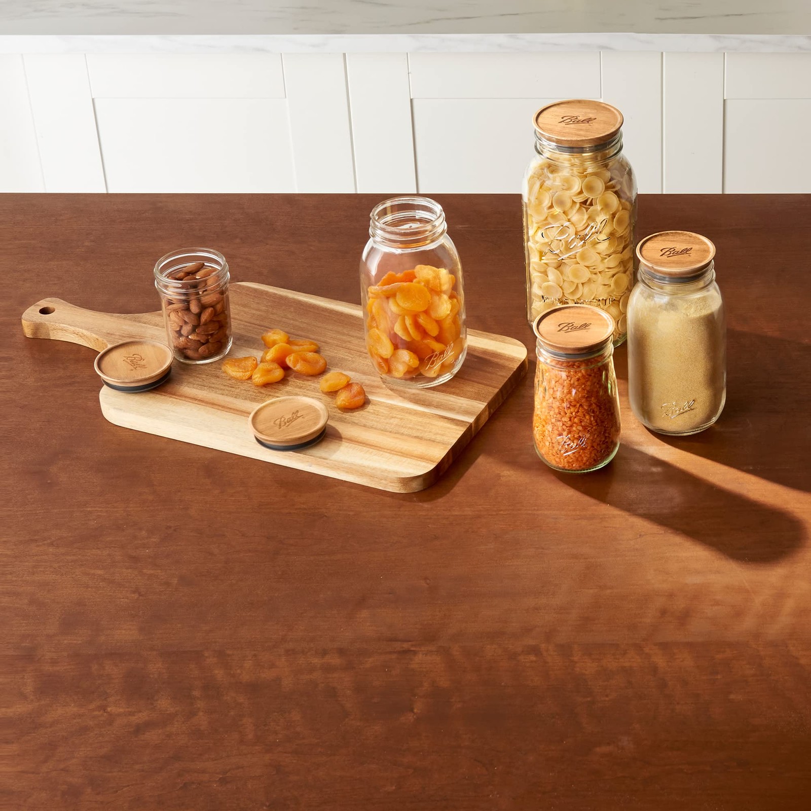 Jar Wooden Storage Lids 5 Pack Durable Replacement Lids for Wide Mason Jars